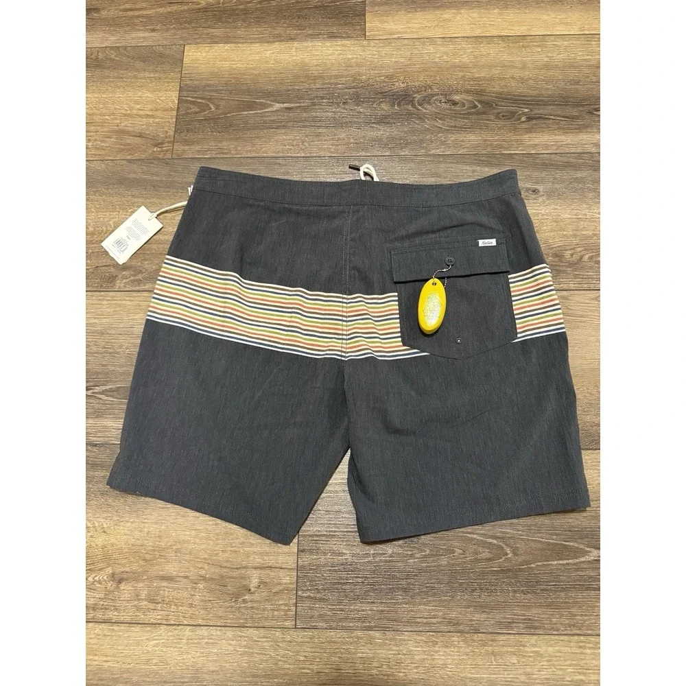 Katin Board Shorts Men's 38 Gray Stripe Swim Trunks Hybrid NEW NWT 8" Inseam - Picture 2 of 8